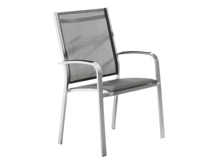 Sieger Stapelsessel, Grau, Metall, Textil, Flachrohr, 61x98x57 cm, stapelbar, Gartenmöbel, Gartenstühle, Gartenstühle stapelbar