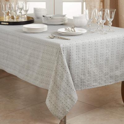 Saro Lifestyle Cotton Blend Tablecloth With Stitched Line Design