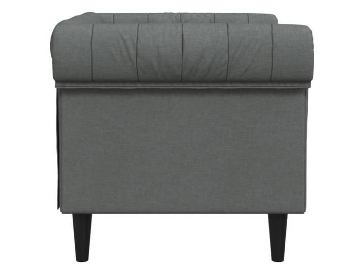Fauteuil - SALALIS - Chesterfield - Gris foncé - Tissu 100% polyester - 1 place