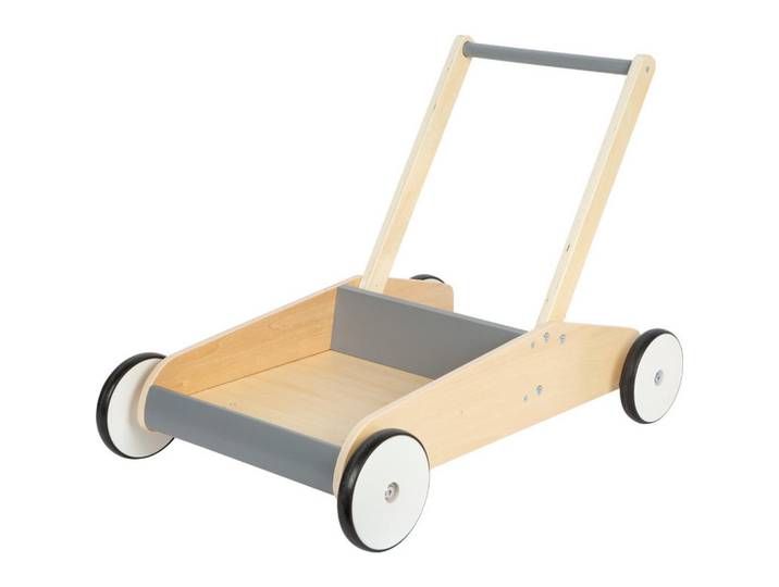 small foot Lauflernwagen, Hellgrau, Holz, Metall, Kunststoff, 62x46x41 cm, Hinterrad mit Gummierung, Spielzeug, Babyspielzeug, Lauflernwagen
