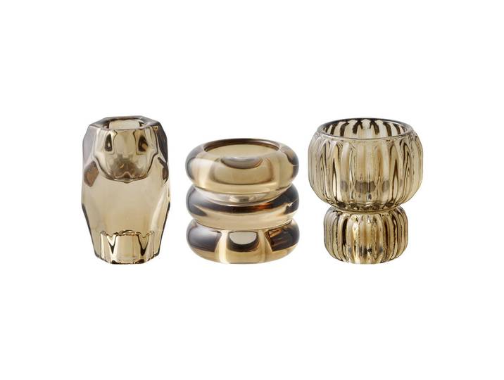 Kerzenhalter-Set Candle Holder, Braun, Glas, 3-teilig, zum Stellen, Dekoration, Kerzen & Kerzenhalter, Kerzenständer