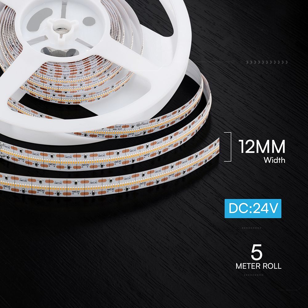 V-Tac Strip Led Smd2110 24v 22w/m 4000k Cri>90 700 Led/m Ip20 Bobina 5mt 12mm - 212603