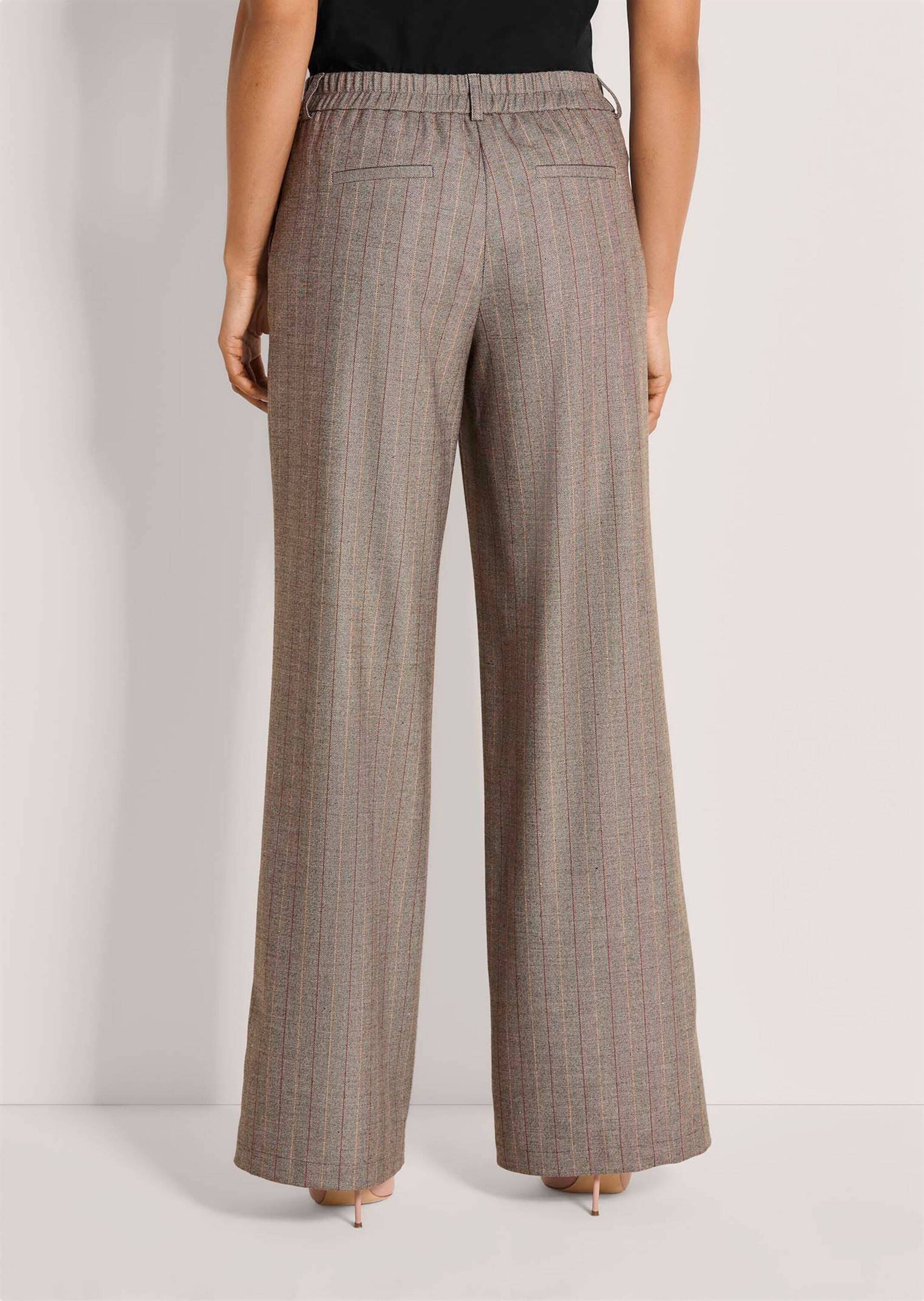 Palazzohose MADELEINE "Hose Wide-Leg-Hose mit Nadelstreifen", Damen, Gr. 19, braun (dunkeltaupe, cappuccino, multicolor), Modern, weit, Hosen Palazzohose