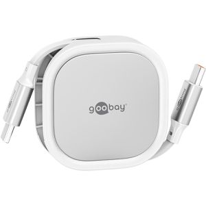 Goobay Ladekabel 77424 Aufrollkabel, weiß, 1m, USB-C auf USB-C, ausziehbar