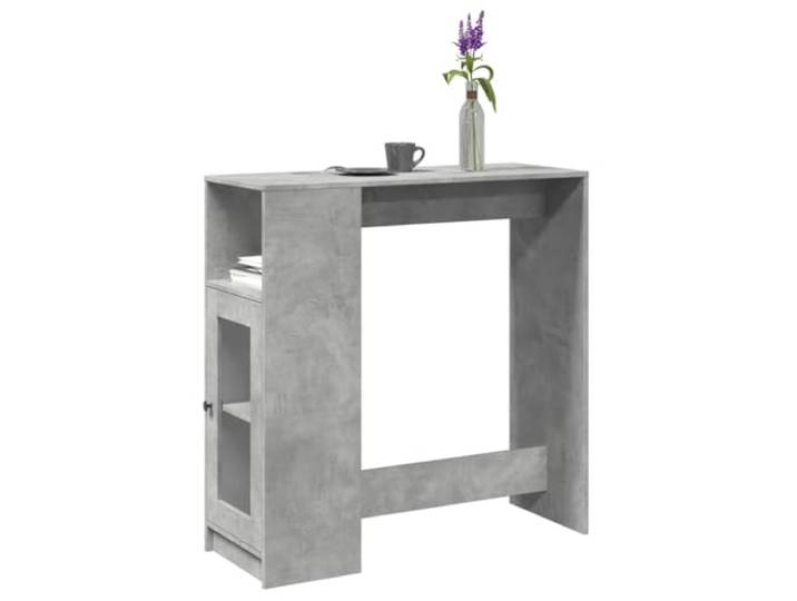 HEFZGDB Bartisch mit Regal Betongrau 101x40x103,5 cm Holzwerkstoff mit 3 Fächern Stauraum für Küche Wohnzimmer Essbereich Hochtisch Stehtisch langlebig robust pflegeleicht