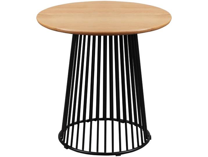 Couchtisch 55/55/55 cm rund Schwarz, Eichefarben Holz, Metall