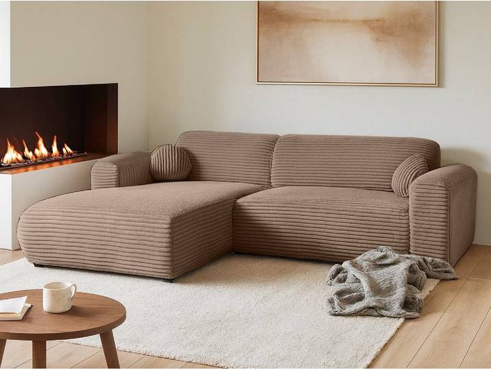 Beautysofa Ecksofa Puerto im modernen Stil, Freistehendes Möbel (Rücken mit Hauptstoff gepolstert), In vielen Farben zur Auswahl