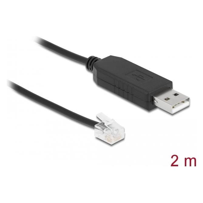 Delock Adapterkabel USB Typ-A zu Seriell RS-232 RJ12 mit ESD Schutz Leadshine 2 m (2 m) (66737)