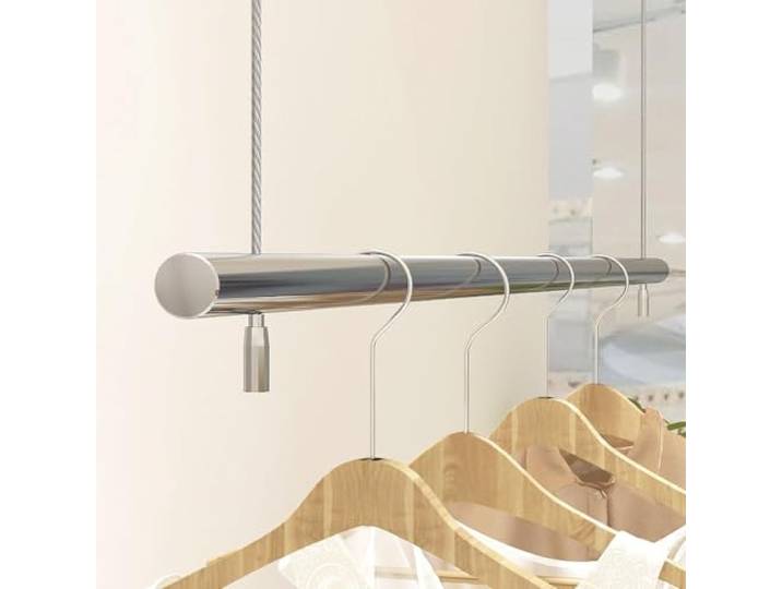 Suixtil Kleiderbügel Höhenverstellbare Decken-Kleiderstange, belastbare und platzsparende Garderobenstange aus Edelstahl für Bekleidungsgeschäfte, Flure, Foyers mehr kleiderständern