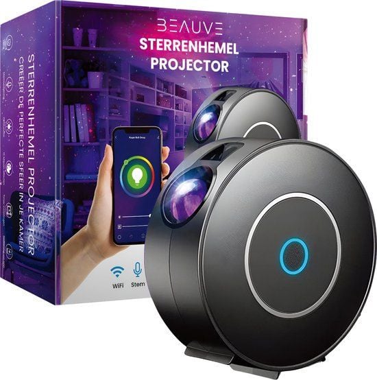 Beauve Sterren Projector Galaxy Nachtlampje met WiFi en App - Zwart