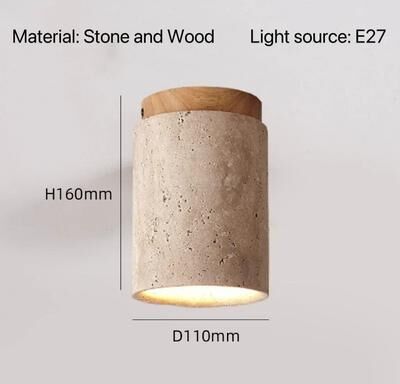 Uplifted Goods Modern Travertine Ceiling Lamp wood Big neutral Light