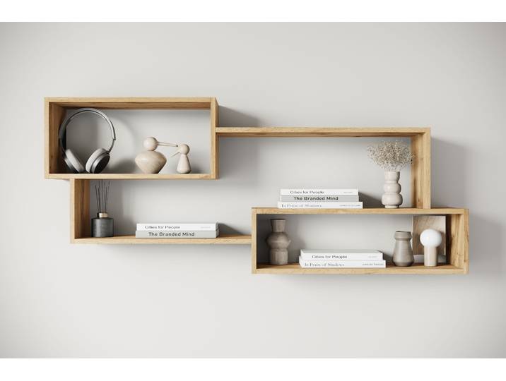 Wandboard HOME AFFAIRE Wandregal Trio , braun (eiche votan), B:130cm H:53,9cm T:18cm, Holzwerkstoff, Regale, Wandboard, Ideal als Bücherregal, Dekoregal oder Ablage im Büro