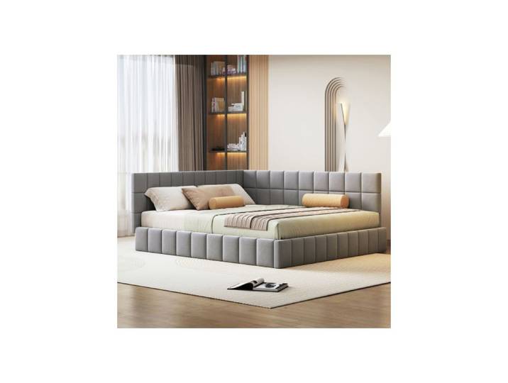 Canapé-lit - MUVOE - 160x200 - Velours gris doux - Design classique - Multifonctionnel