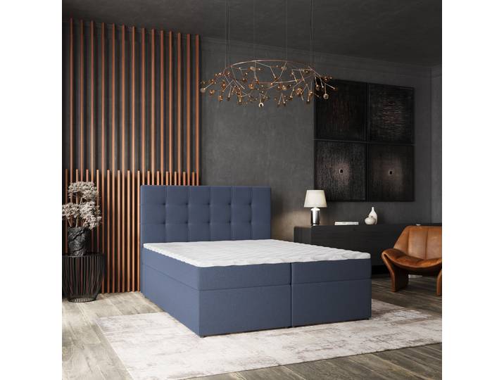 Masseno Boxspringbett PALMA mit Bettkästen 180x200 cm - Blau, SORO 76
