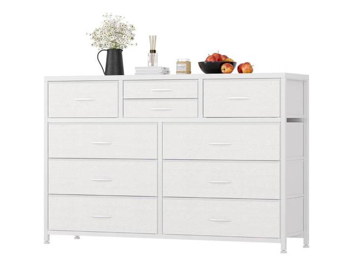 Commode à tiroirs - LUNSY - 10 tiroirs - Dimensions 115x35x80 cm - Structure en acier robuste
