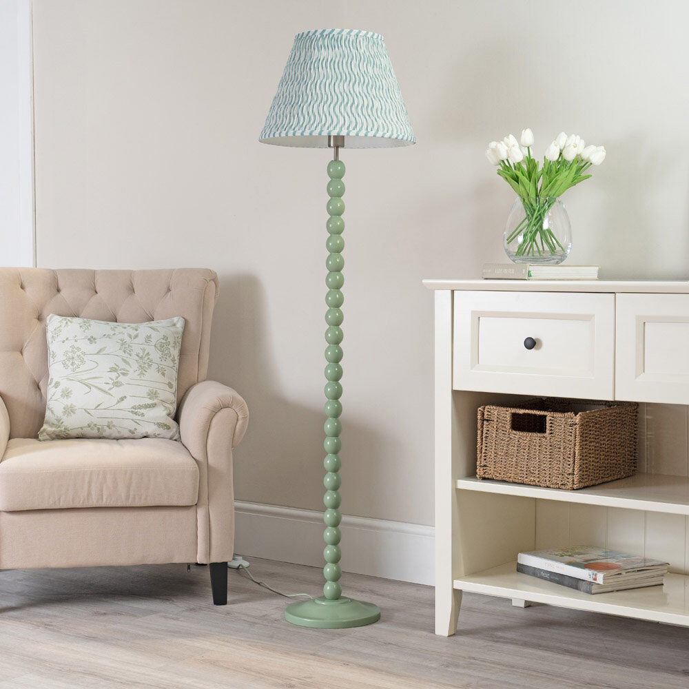 Heritage Hues Bobbles 149cm Traditional Floor Lamp Sage Green 149cm H X 40cm W X 40cm D