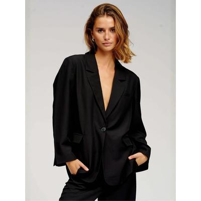 Kurzblazer TEESHOPPEN "TEESHOPPEN Blazers Oversized", Damen, Gr. L, schwarz, Obermaterial: 94% Polyester, 6% Elasthan, Blazer Kurzblazer
