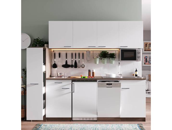 Cuisine Oliver VIII 225cm Blanc/Blanc Vitrocéramique