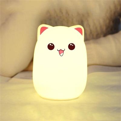 Inspired Deals Rechargeable Cat Night Light Silicone LED Lamp With Color Changing Glow For Kids & Bedrooms pink