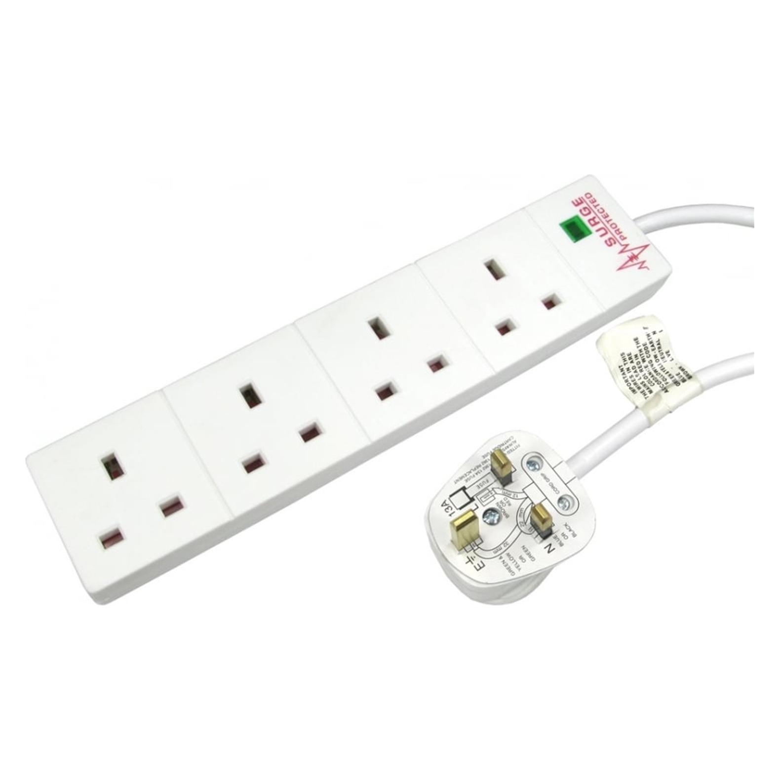 Cables Direct Cdl 4 Way 2mtr Surge Extension (4x, BS 1363, 2 m) (RB-02M04SPD)