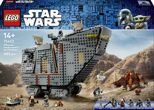 75453 LEGO STAR WARS Offworld Sandkrawler und Schlammhorn baubares Spielzeugfahrzeug Bauspielzeug für Rollenspiele mit 7 Charakteren Gesch