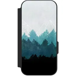 Nivocase Klapphülle für Google Pixel 9a Handyhülle aus Kunst Leder NIVOflip schwarz Abstrakt Baum Wald (Google Pixel 9a), Smartphone Hülle, Schwarz