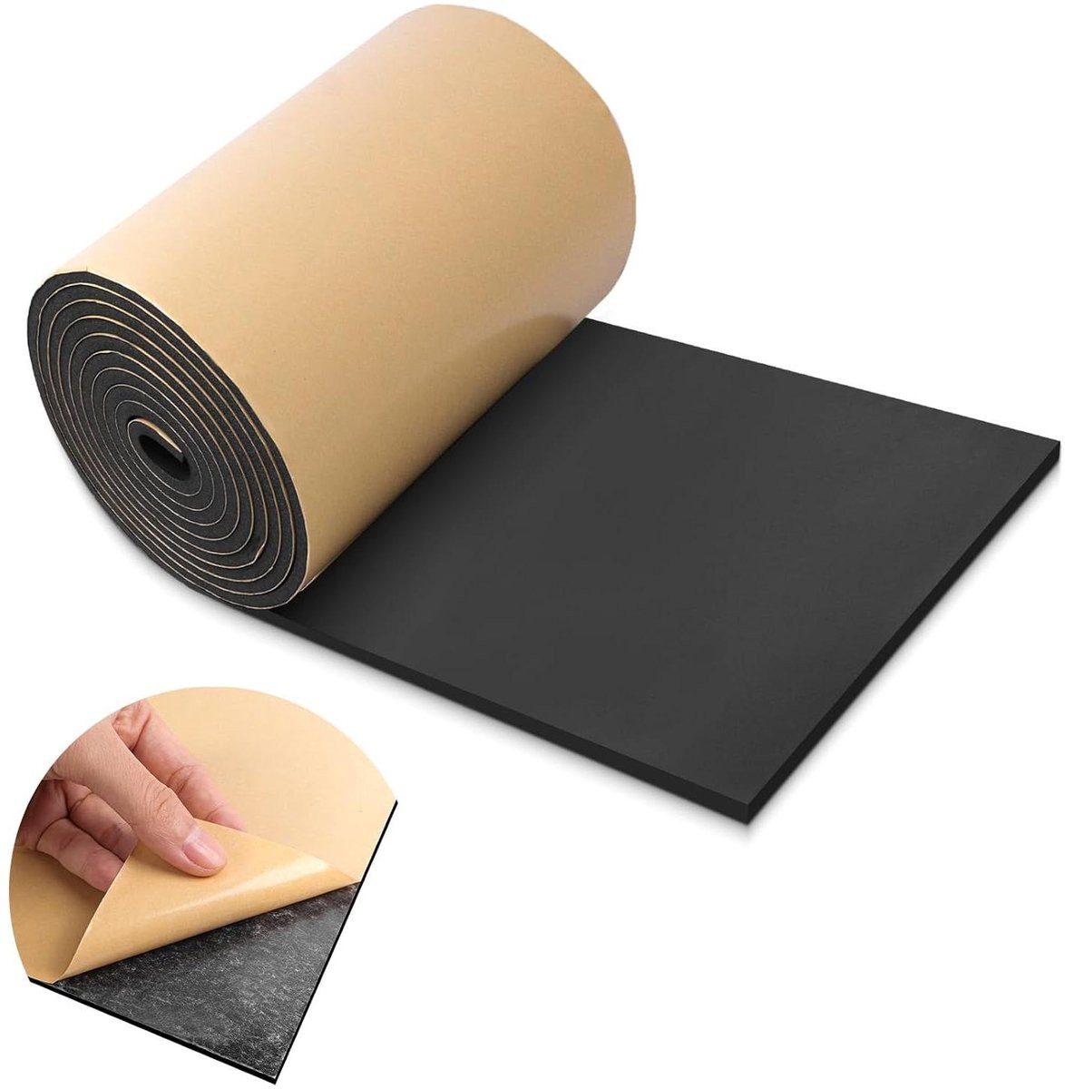 Zelfklevende zwarte schuimrol voor anti-vibratie en geluidsisolatie, 300 mm x 15 m