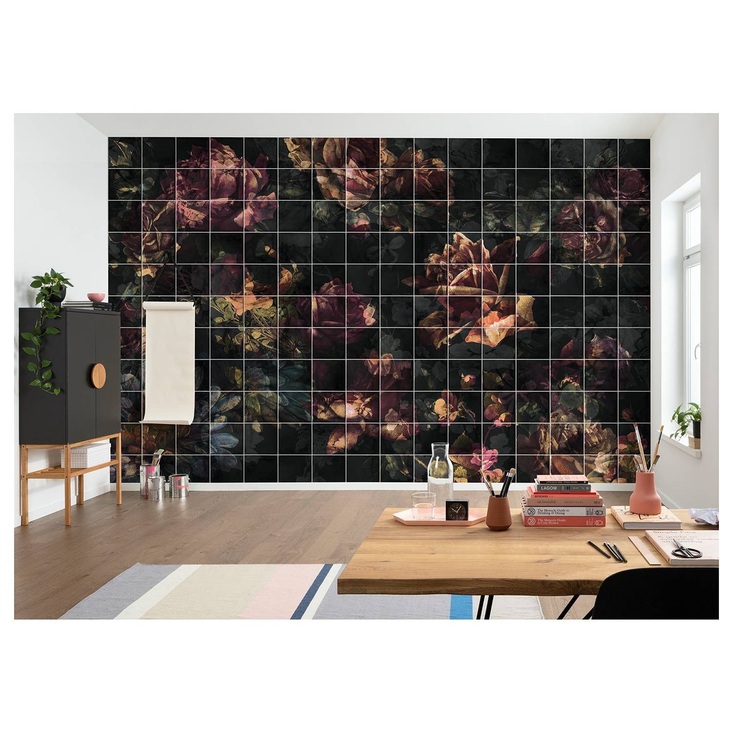 home24 Vlies-fotobehang Tiles Flowers B: 400 cm, H: 280 cm