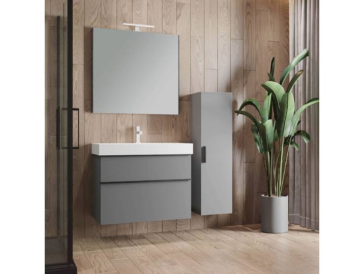Meuble vasque Dusaniv 85cm Gris/Gris mat