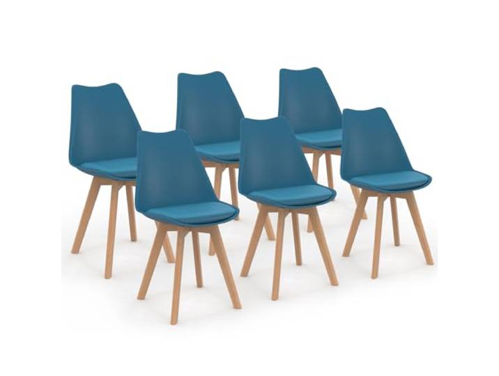 IDMarket - Set aus 6 skandinavischen Esszimmerstühlen SARA in Entenblau Farbe: Enteneiblau