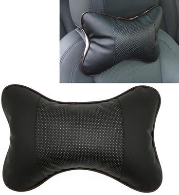 Inspired Deals Car Neck Pillow, Breathable Leather Headrest Cushion For Driving Support black