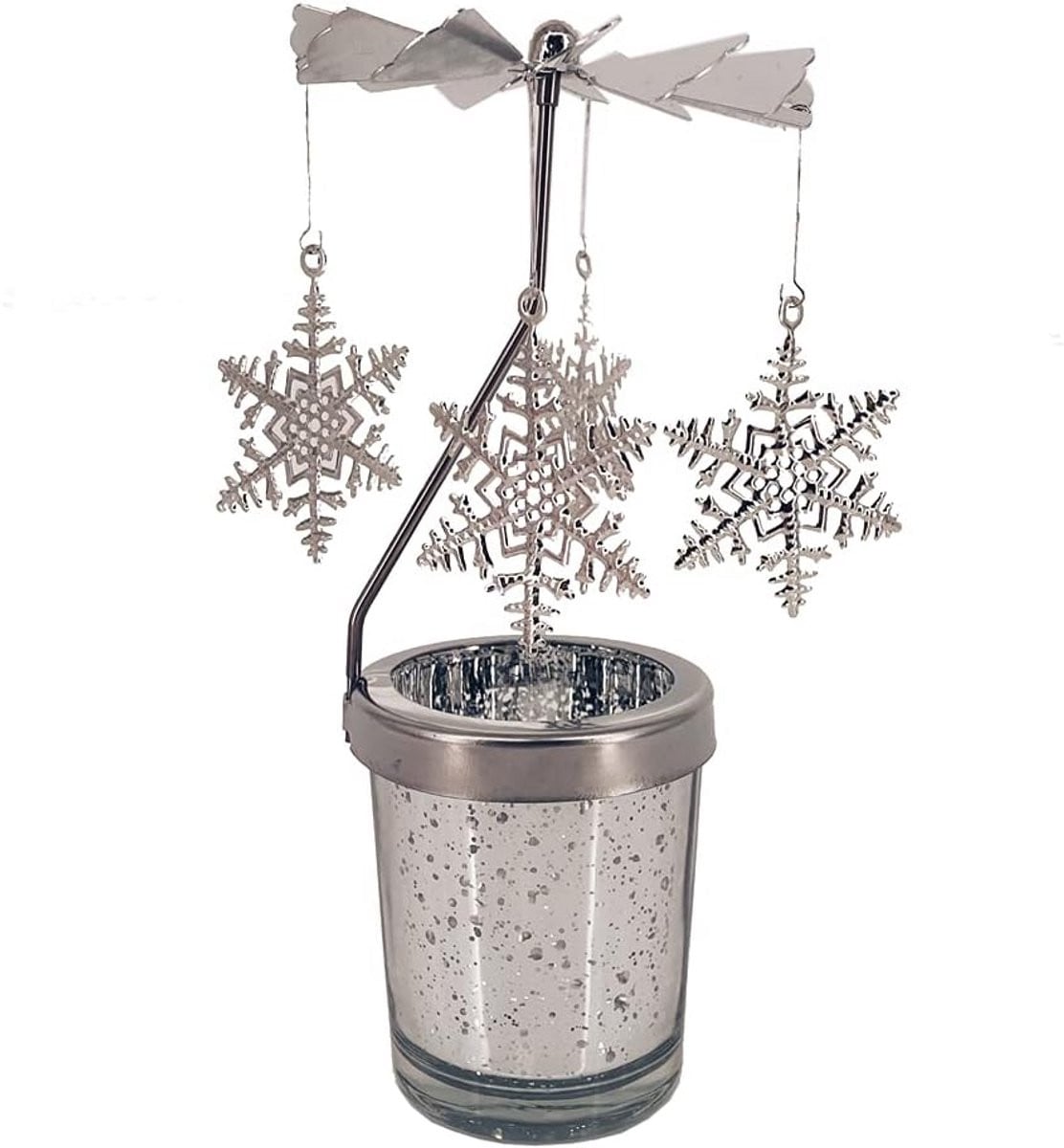 Roterende Kandelaar met Glas en Sneeuwvlok Decoratie voor Tealights