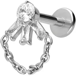 Titan Labret mit Innengewinde LOTUSBLÜTE + KETTE