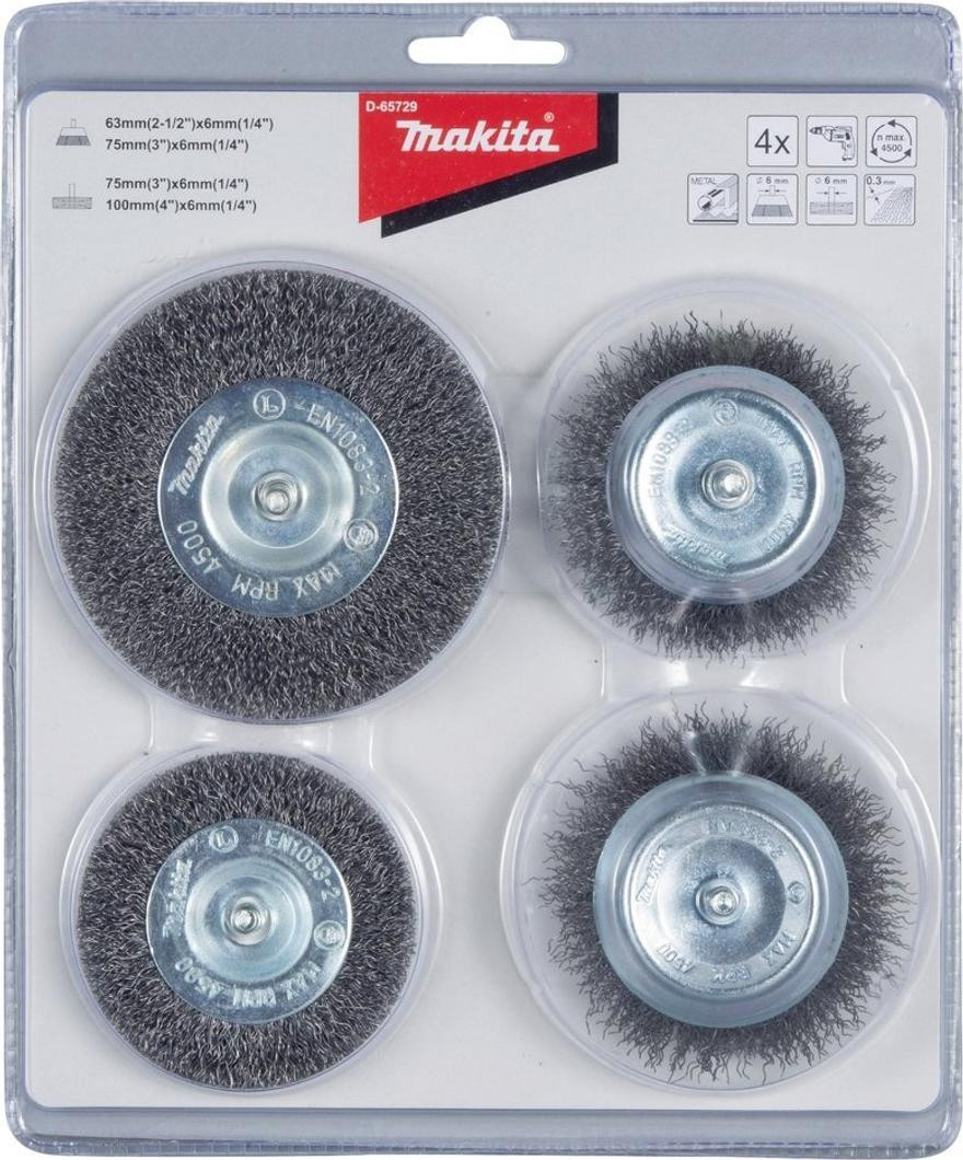 Makita set van 4 ronde borstels, staal