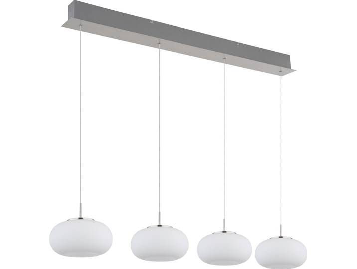 Suspension LED\, nickel mat\, verre opalin\, H 150 cm