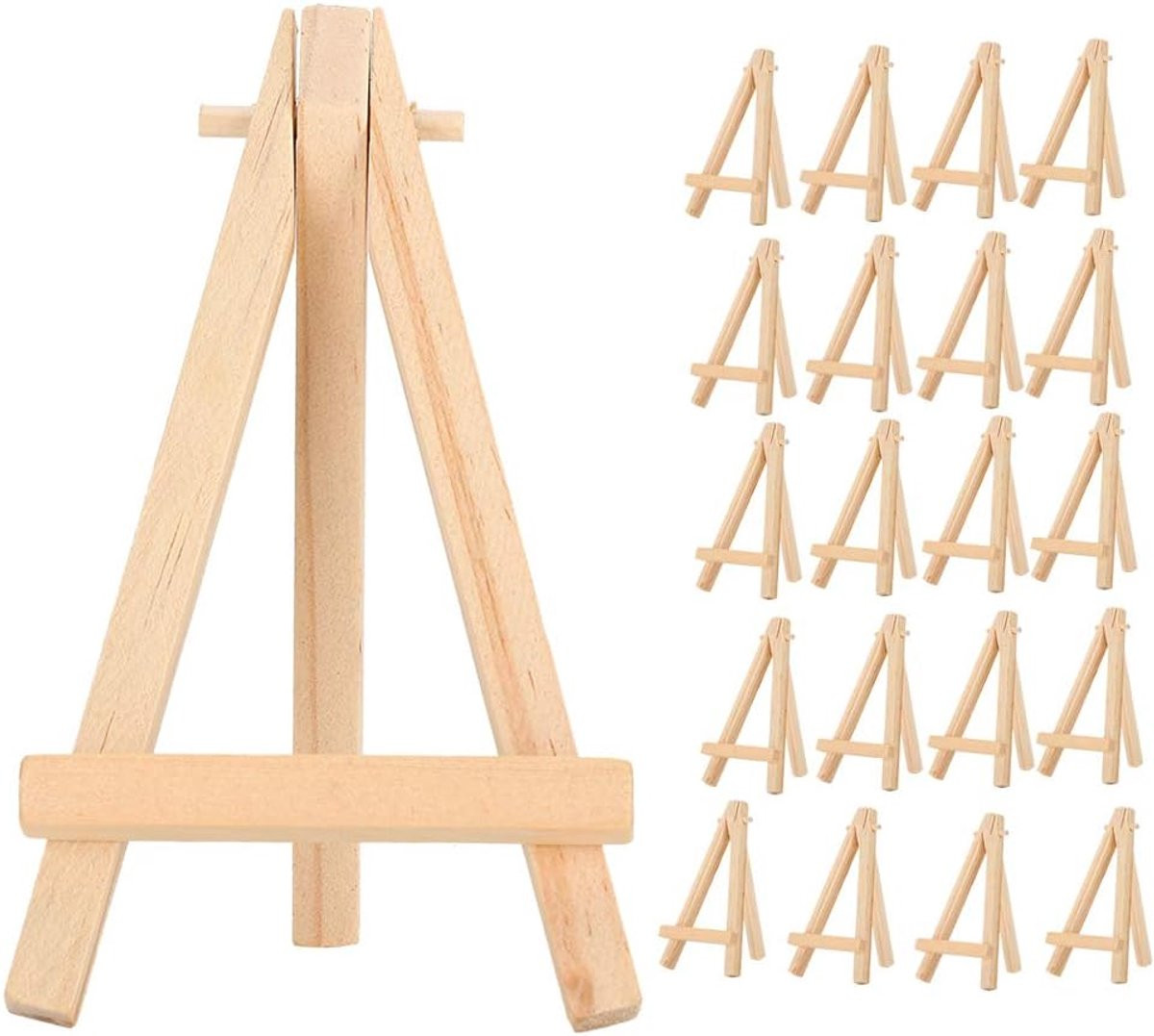 SnelShoppen 20 stuks houten mini A-frame display statieven voor decoratie, kleine schilderijen en foto's