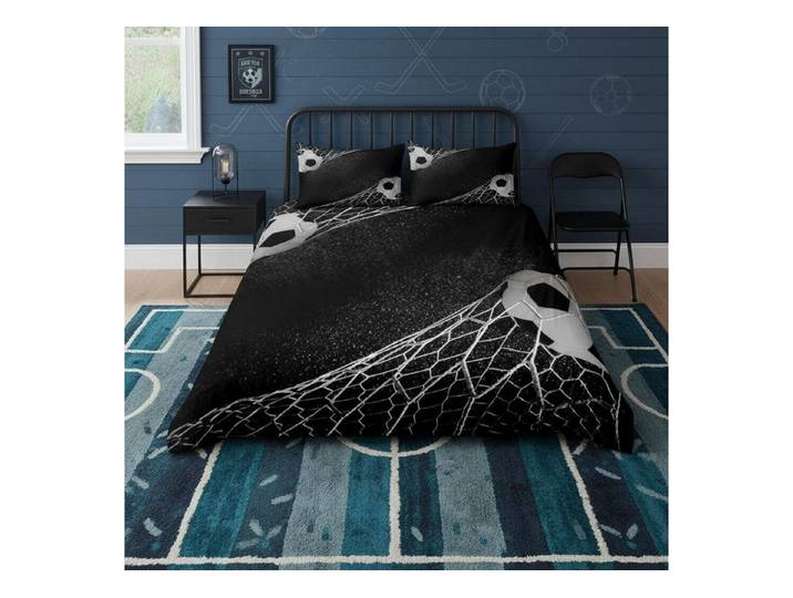 LuxusKollektion Kinderbettwäsche Bettwäsche-Set Fußball 200x200cm schwarz