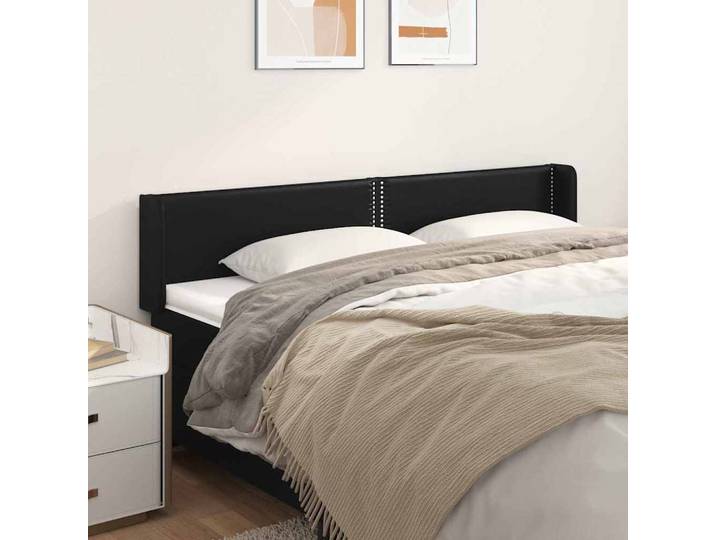 vidaXL Kopfteil mit Ohren Schwarz 183x16x78/88 cm Kunstleder