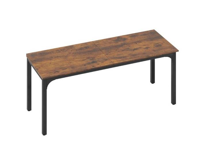 ELVORIN Bureau informatique industriel 200 x 60 x 75 cm plateau aspect bois rustique structure noire charge 60 kg montage requis