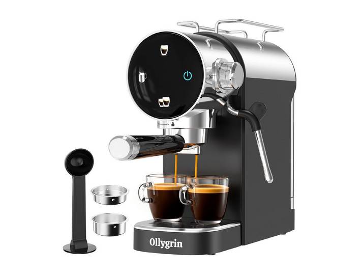 Ollygrin Espressomaschine 20-Bar-Espressomaschine mit Milchaufschäumer – Espressomaschine für einfache und doppelte Portionen