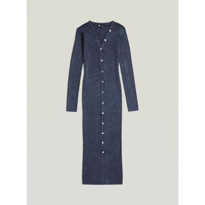 Cardigan G-STAR "Long Cardigan Dress Knit", Damen, Gr. S, blau (osaka blau gd), Obermaterial: 89% Baumwolle, 10% Andere Materialien, 1% Elasthan, Strickjacken