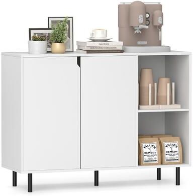 Costway 42 Inch Sideboard Buffet Cabinet Kitchen with Adjustable Shelves-White