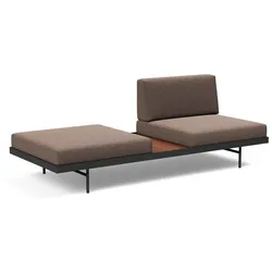 INNOVATION LIVING Schlafsofa Puri Walnuss Stoff Grau Taupe