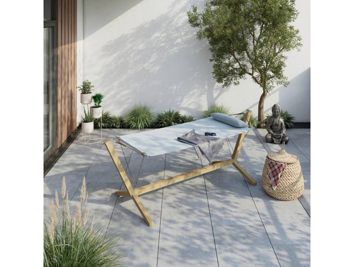 Beldano Hängematte, Gelb, Hellgrau, Metall, Textil, 296x111x108 cm, Gartenmöbel, Hängematten