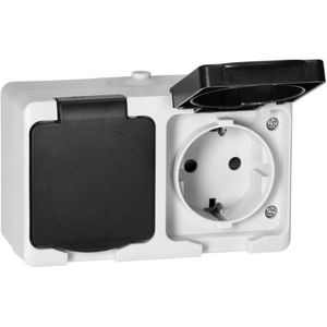 Orno Steckdose Aquatic Mini 2x2P+E, IP54, Aufputz, 2-fach, weiß, schwarz, Feuchtraum