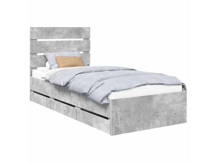 PUGYNBK Bettrahmen, Grau, 75 x 190 cm, Ingenieurholz Basis mit versteckter Aufbewahrung, feste Lamellen, moderner Stil, einfache Reinigung