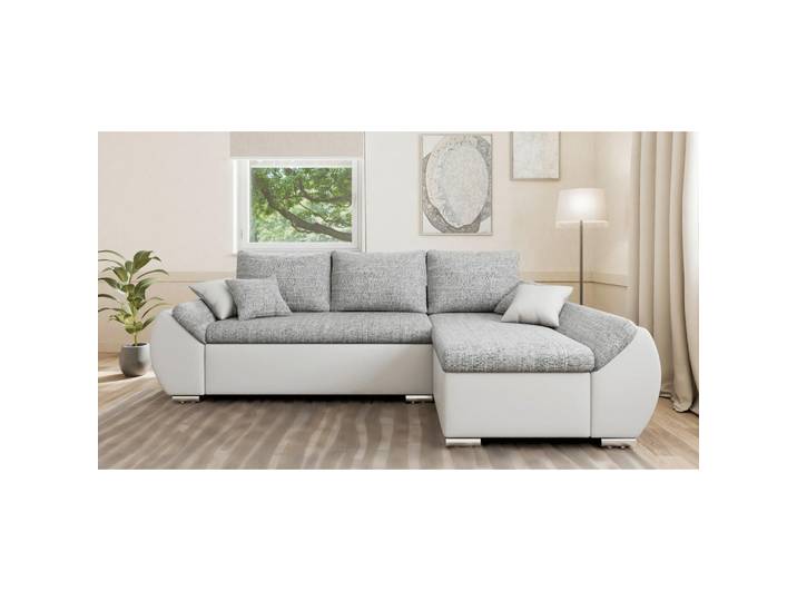 Mid.you Ecksofa Auro, Grau, Weiß, Kunststoff, 275x155 cm, Stoffauswahl, Rücken echt, Wohnzimmer, Sofas & Couches, Wohnlandschaften, Ecksofas