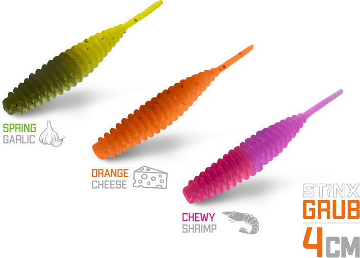 Leurre souple Delphin B! StinxGRUB Shrimp / par 20 4cm / CHEWY Beige, Olive, Gray 4cm / CHEWY