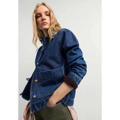 Jeansjacke PEPE JEANS "Jeansjacke IDA JACKET", Damen, Gr. M, blau (12oz blau rigid denim), 100% Baumwolle, Jacken Jeansjacke