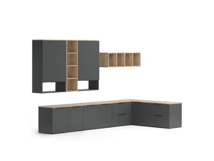 Vicco Wohnwand Wido Anthrazit 9 Teile, kombinierbar mit weiteren Elementen der Wido-Serie
